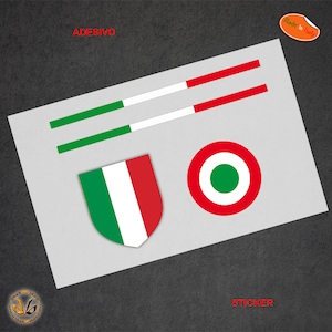Stickers stripes round shield flag Italy tricolour Italy flag sticker car motorcycle helmet pvc cropped 4 pcs.