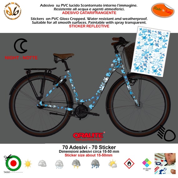 Sticker bike MTB reflective stains spots blue macchie blu adesivi bicicletta  catarifrangenti scontornati pvc cropped varie misure 70 pz. -  Italia