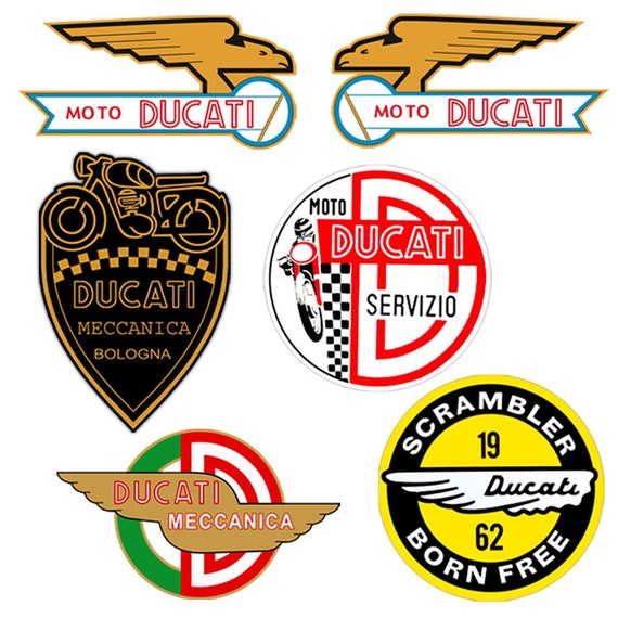 Stickers Stickers Vintage Ducati Meccanica Moto Scrambler Service Decal  Auto Moto Print Pvc 6 Pcs. 