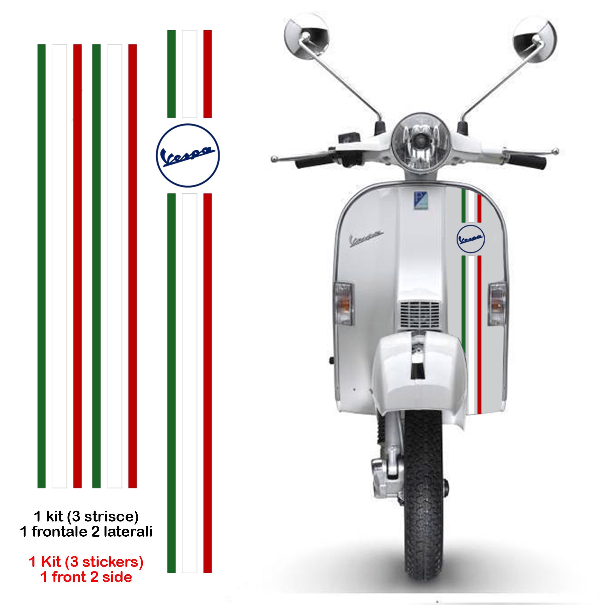 Vespa Strip Strip Flag Italy Green White Red With Round Blue 1 3 ...