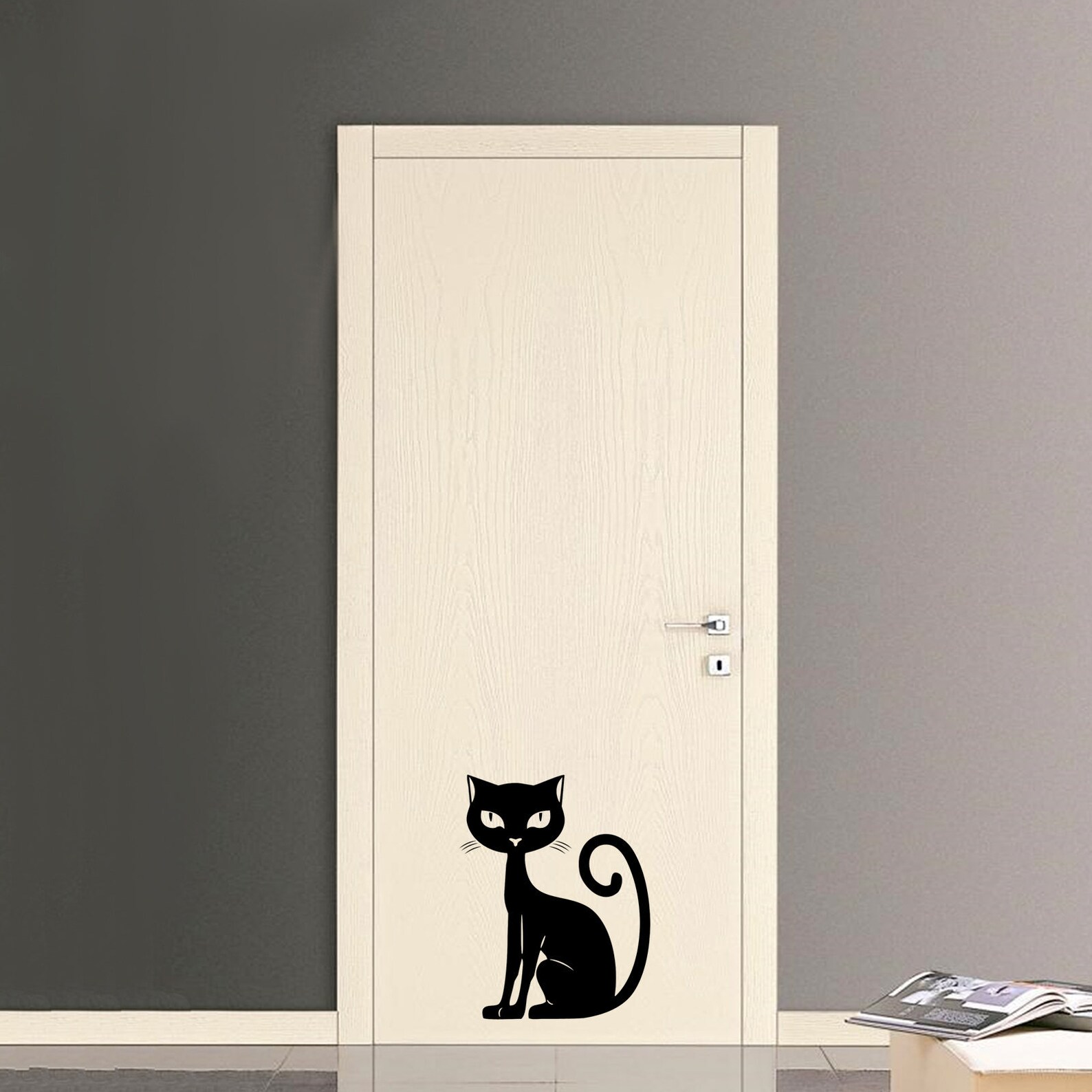 Cute Cat Mural Stickers Black Print PVC Wall Sticker Sticker Cat ...