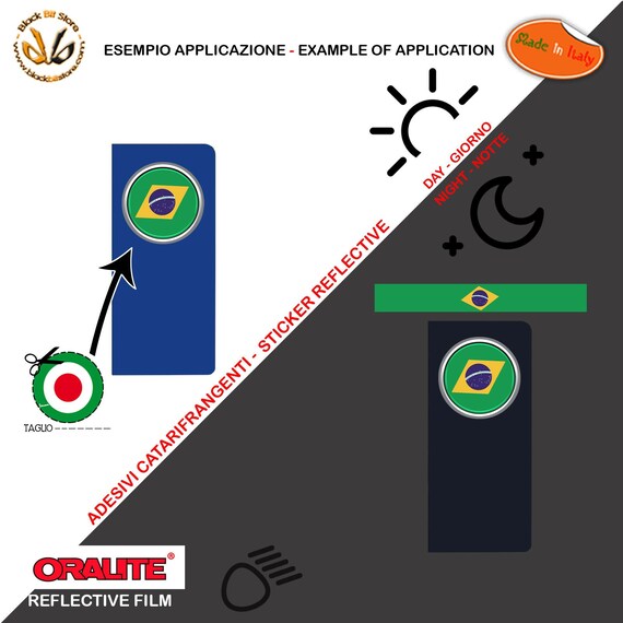 Aufkleber targa Reflektoren Flagge Brasilien Flagge Aufkleber  reflektierendes Autokennzeichen für Auto Motorrad 1 Kit - .de