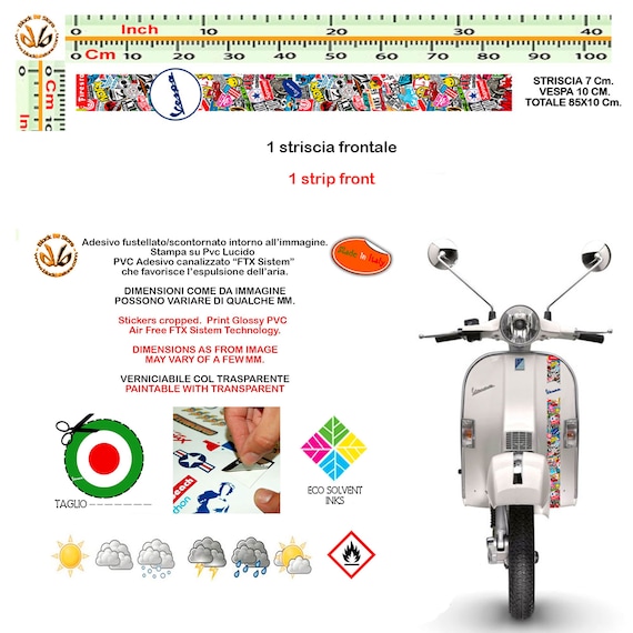 Vespa Strip Sticker With Vespa Sticker Bomb Sponsor Cropped Print Pvc 1 3  Print Strips on Pvc Contoured -  Israel