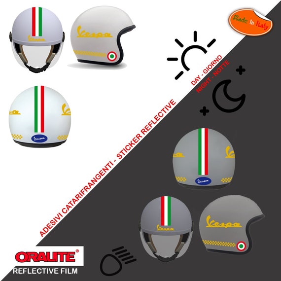 Adesivi casco catarifrangenti scontornati vespa oro ita rosso italian flag  gold sticker helmet print pvc cropped reflective 13 pz. -  Italia