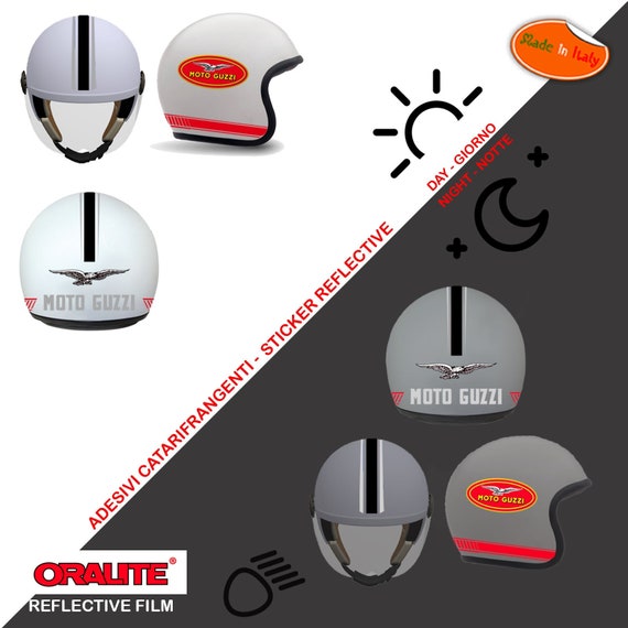 Pegatinas reflectantes del casco moto guzzi contorneadas alrededor de la  imagen pegatina casco impresión pvc recortado reflectante 7 piezas. -   España