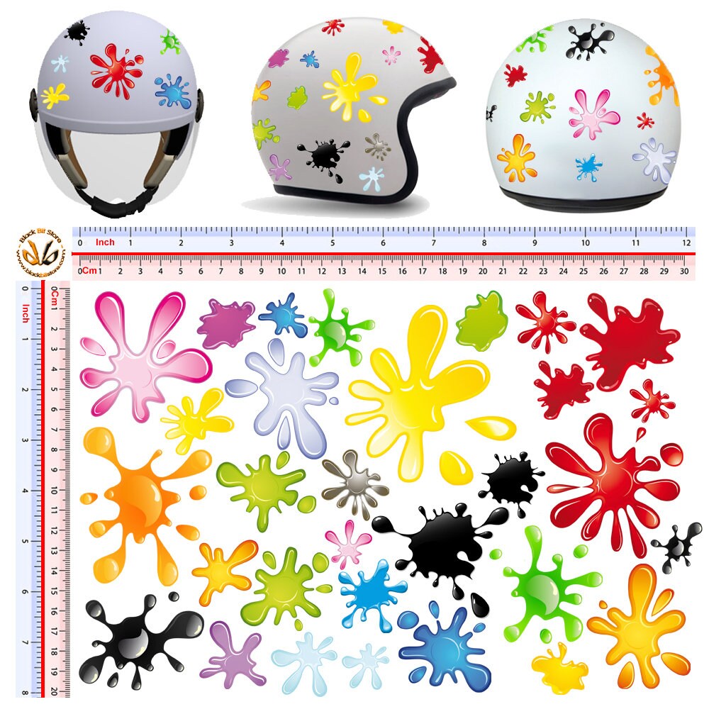 Reflective Helmet Stickers Multicolor Stains Contoured Around - Etsy