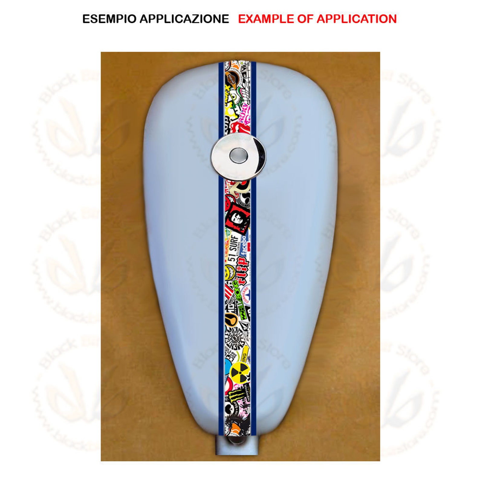 Autocollant bande réservoir moto 1 bande dessinée autocollant bombe 2