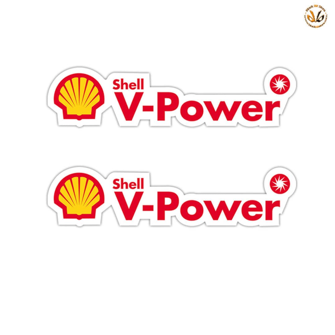 Shell V Power Label Stickers V-power Shell Sticker Decal Auto Moto Print Pvc Cropped 2 Pcs ...