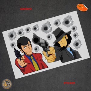 lupen gijen the third adesivi casco pvc scontornato intorno all'immagine  cartoon sticker lupin helmet tuning print pvc cropped 15 pz.