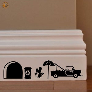 Topini family mural stickers car mechanic pvc black discounted 1 kit various pieces measures cm 8x30 wall sticker mouse family