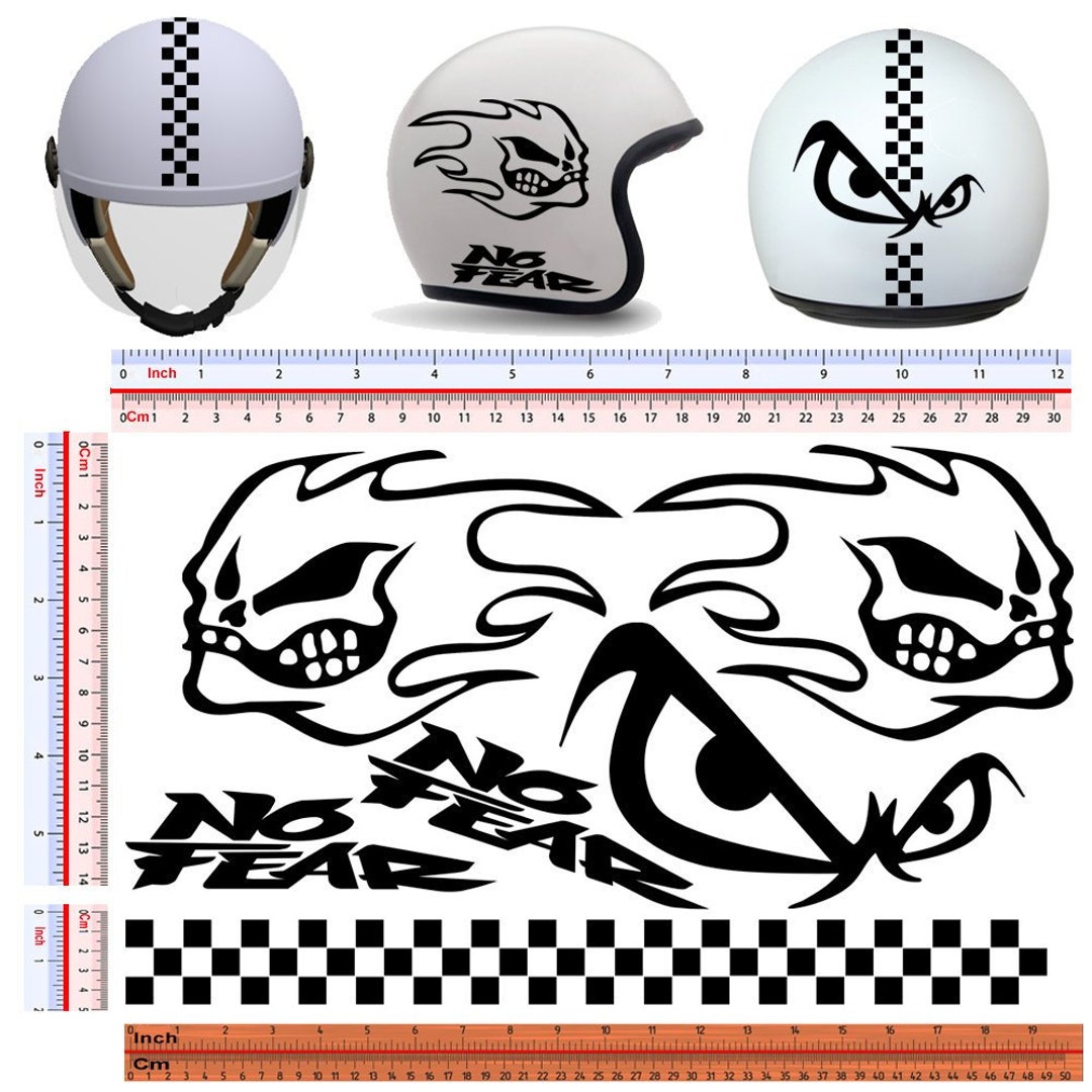 Set of 4pcs x Vinyl Stickers Decal Warning Funny No Fear Eyes Car Motorcycle Helmet D 45