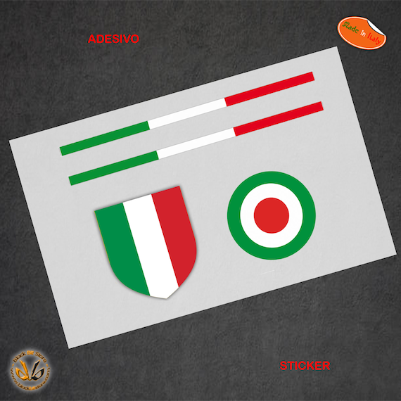 Adesivi moto vespa piaggio kit 10 pz bandiera italiana cerchi e casco decal A22