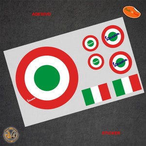 Stickers Flag Italy Tricolour round Vespa Sticker Italy flag scooter car motorcycle helmet 7 pcs.