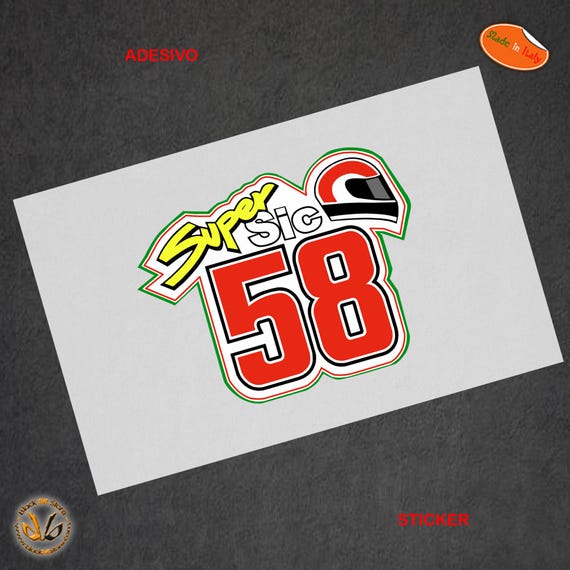 Marco Simoncelli Supersic Stickers Number 58 Motorcycle Helmet