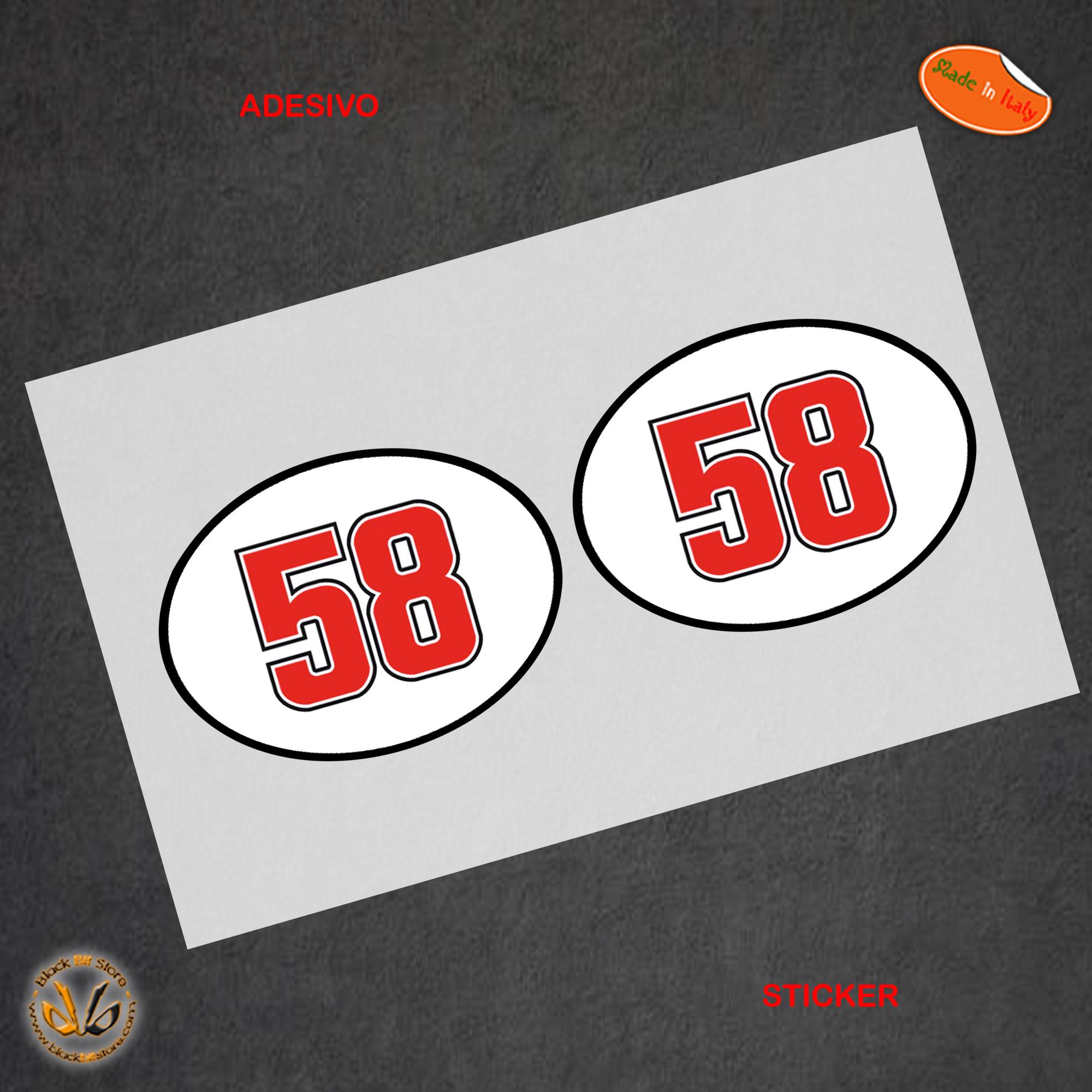 Oval Number 58 Small Stickers Marco Simoncelli Motorcycle Helmet ...