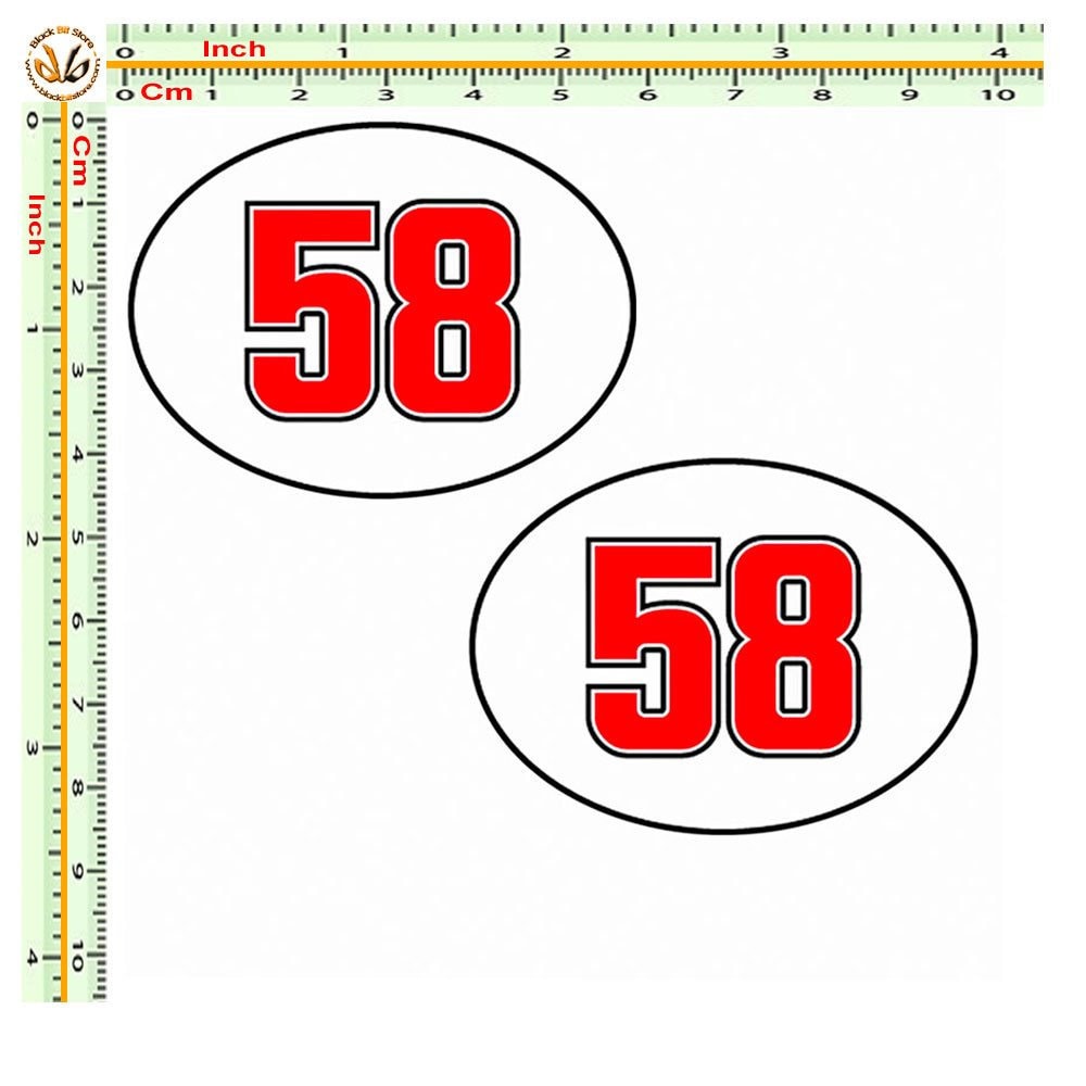 Oval Number 58 Small Stickers Marco Simoncelli Motorcycle Helmet ...