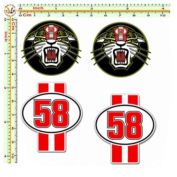 Marco Simoncelli Number 58 Helmet Decals pair