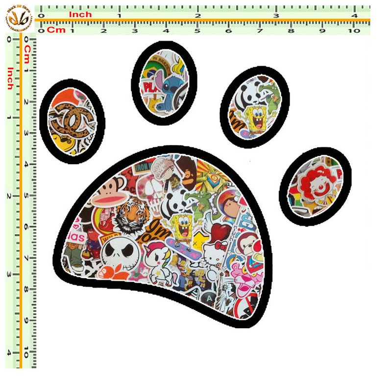 Sticker Bomb Sticker dog imprint printed on PVC cut out quantity 1 piece measurements as from image