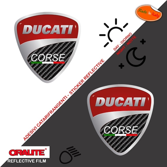 Reflective Contoured Stickers Ducati Corse Scudetto Bandiera Italia Sticker  Cropped Reflective Auto Moto Print Pvc 2 Pcs. 