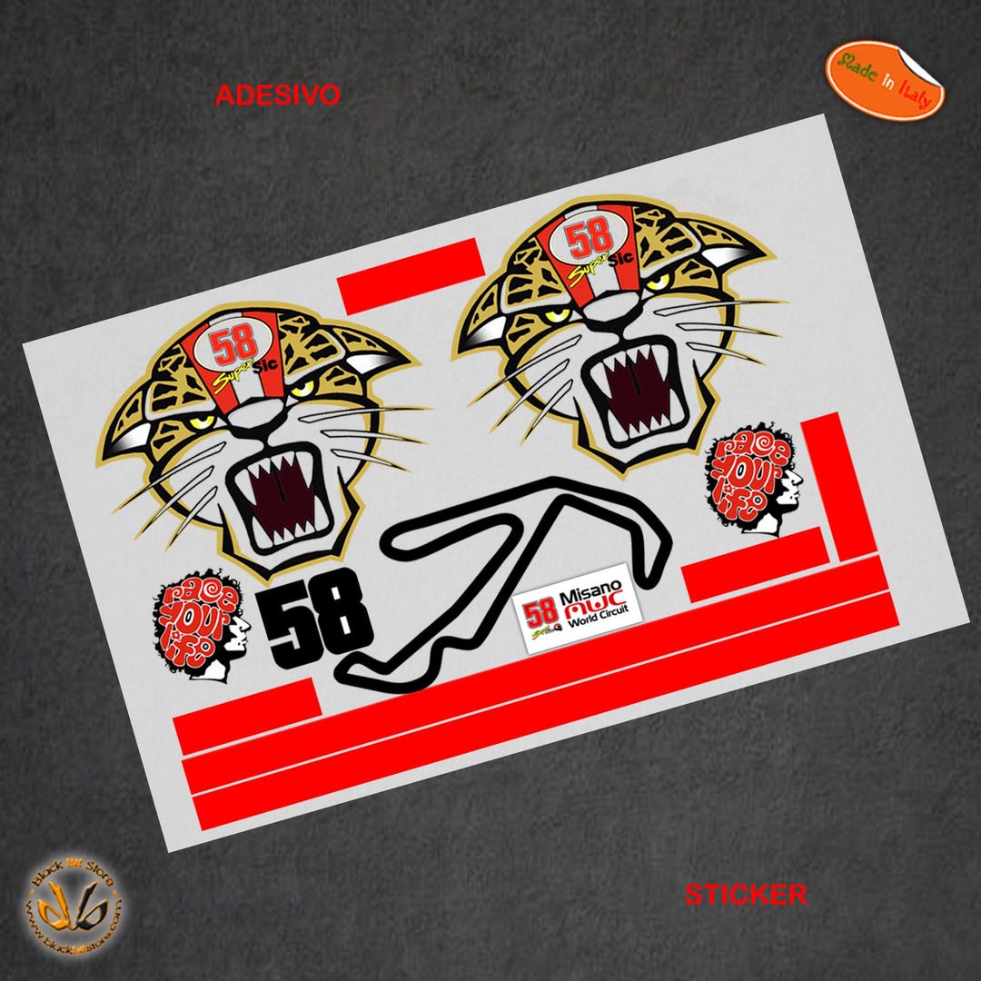 Helmet Stickers Marco Simoncelli Tigre 58 Race Your Life Moto Sticker ...