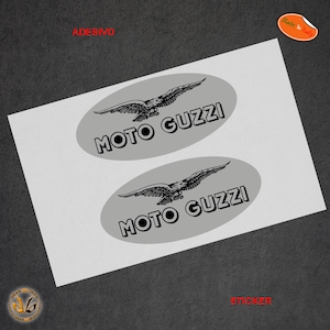 Pegatinas Moto Guzzi ovaladas con estampado de PVC, pegatina recortada plateada, pegatina para casco de coche, moto, casco, calcomanía impresa con PVC plateado, recortada, 2 uds.