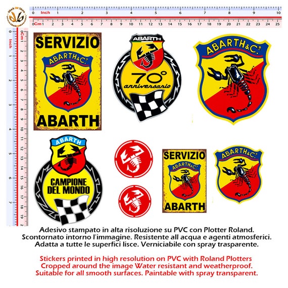 Stickers abarth vintage world champion sticker service Decal auto moto  print pvc cropped 8 pcs.