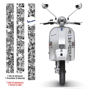 Adesivo Vespa tira bomba adesivo branco preto com escrita vespa 1 - 3 tiras cortadas medidas conforme imagem impressa em PVC