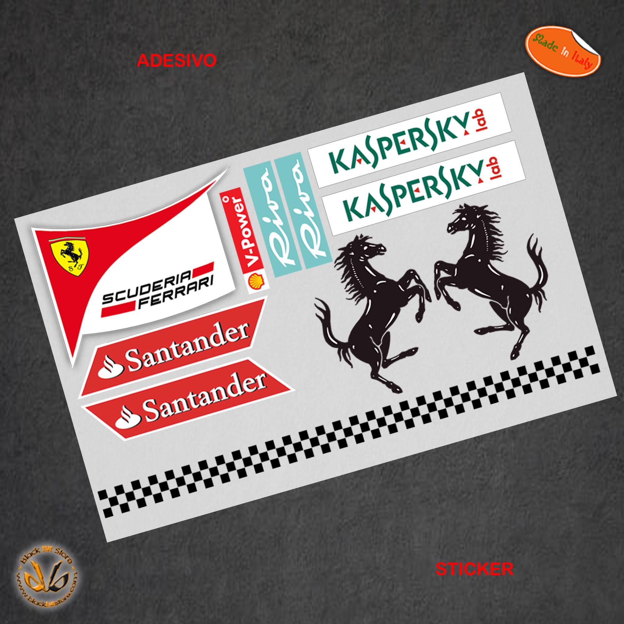 Ferrari Replica Helmet Stickers Kaspersky Santander Pvc Cropped