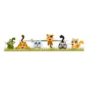 Adesivi murali famiglia gatti varie razze stampa PVC Wall sticker cats family print PVC 1 kit varie misure