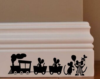 Family mural stickers topini funfair clown train pvc black discounted 1 kit various pieces measures cm 8x30 wall sticker mouse family circus