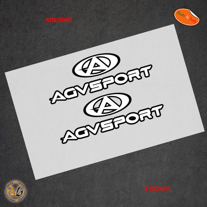 May include: Three white vinyl stickers with the logo "AGVSPORT" and a stylized letter "A" in a circle. The stickers are on a white background.