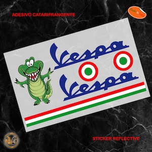 Reflective helmet stickers cropped vespa crocodile ita red flag crocodile sticker helmet print pvc cropped reflective 6 pcs.