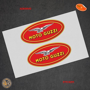Adesivi moto guzzi ovale arancione replica scontornato intorno all'immagine sticker auto moto casco helmet decal cropped 2 pz.