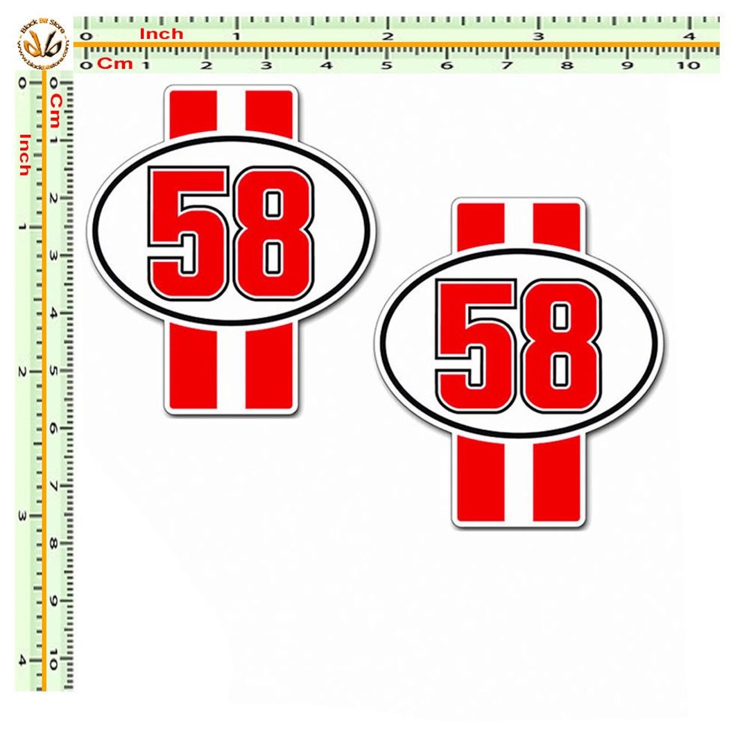 Stickers Marco Simoncelli Stripes Number 58 Motorcycle Helmet Sticker ...