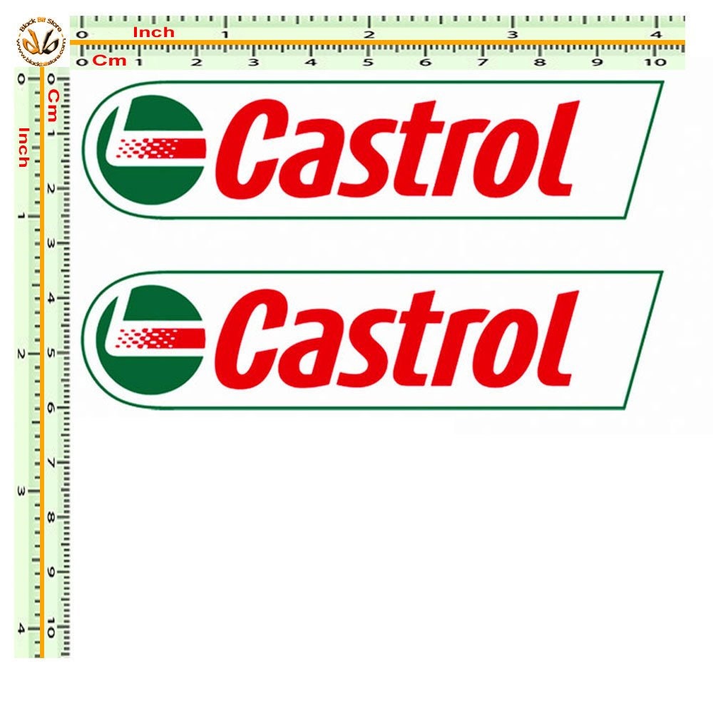 Castrol CASTROL ROCKET Handed Classic Scooter Motorcycle Stickers Decals 2 off 100mm 