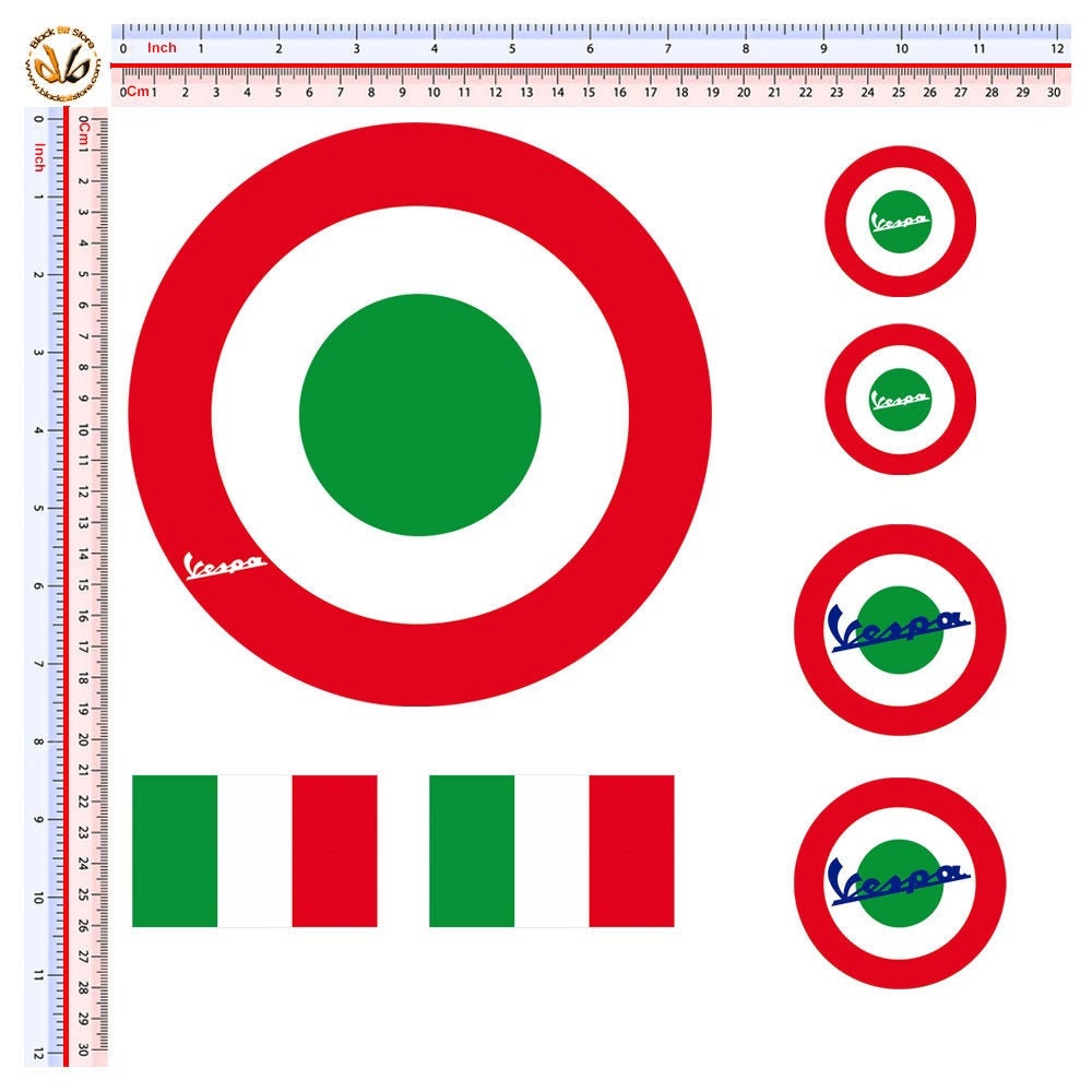 Adhésif Casque Vespa – Striscia Bandiera Italia (C0066) – Kit Sticker Italie Pour Casque