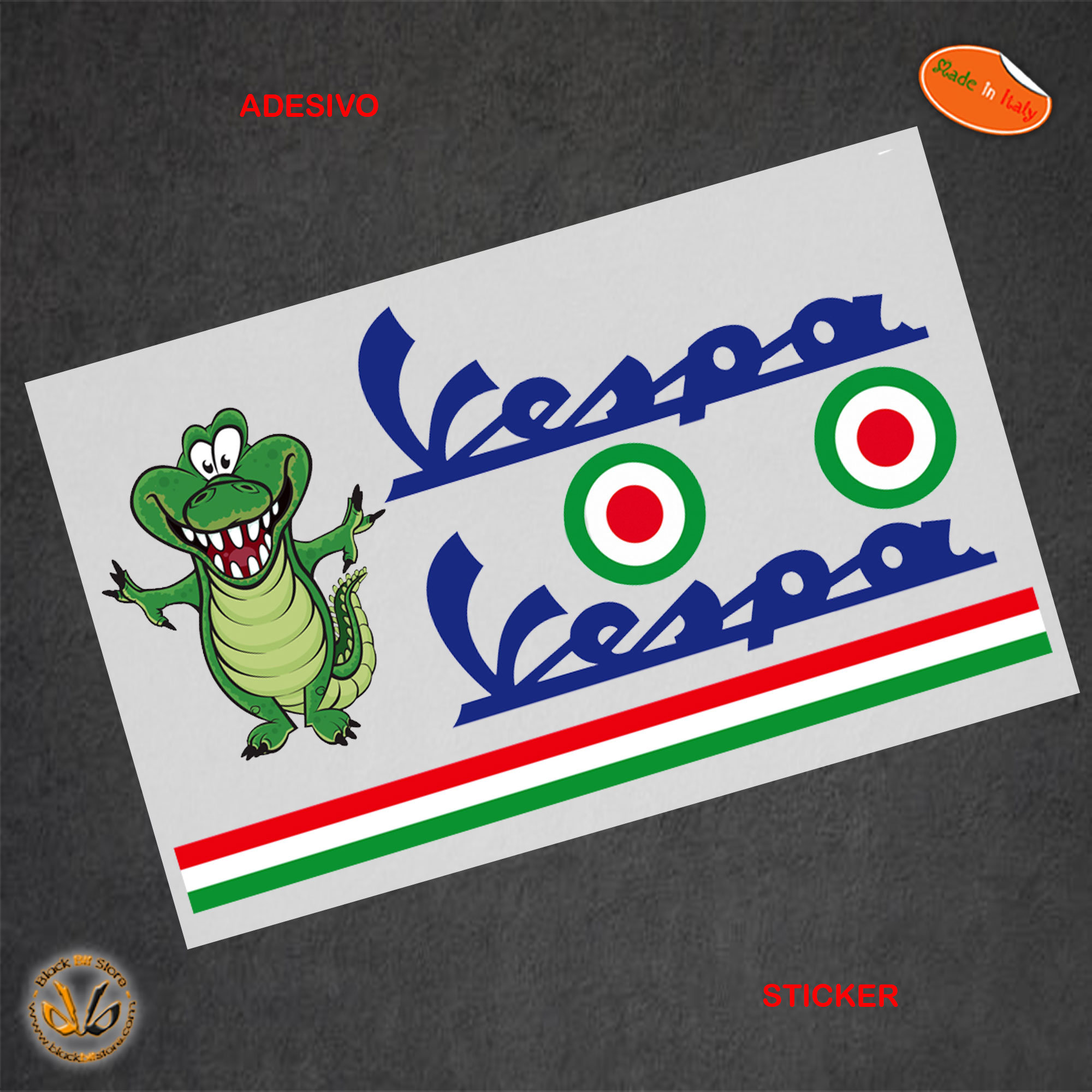 Vespa Tricolore Crocodile Helmet Stickers Cropped Around the Image