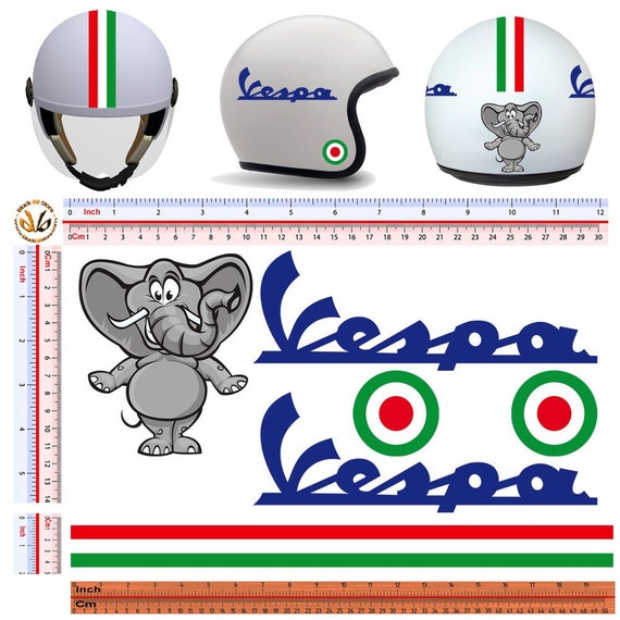 Vespa Flag Italy Elephant Helmet Stickers Discounted Around | Etsy Canada