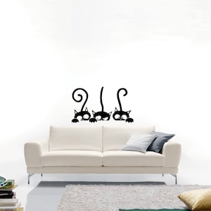 PVC Print Little Cats mural stickers in black print PVC Wall sticker sticker crafty little cats black print PVC 1 pz.