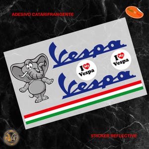 Adesivi casco catarifrangenti scontornati I love vespa elefante ita flag elephant sticker helmet print pvc cropped reflective 6 pz.