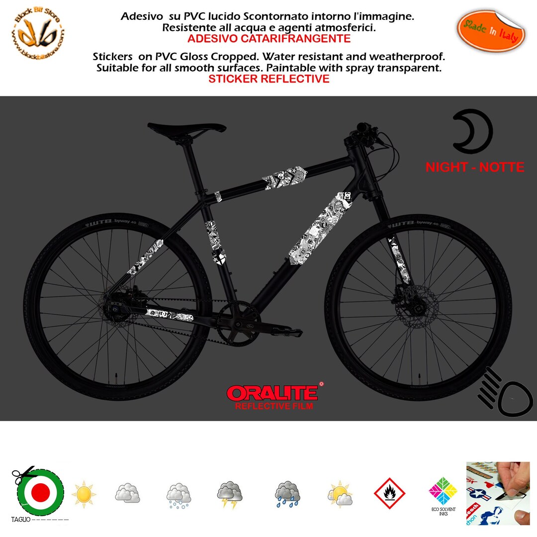 6 Adesivi Riflettenti Biomar Labs - Sticker Sicurezza Neri Per Bici, Casco E Scooter - Foto 8