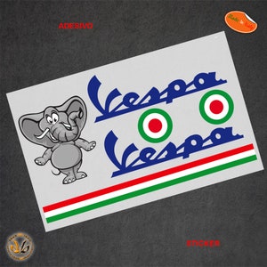 Vespa bandiera italia elefante adesivi casco scontornati intorno all'immagine Italian flag elephant helmet tuning pvc cropped 6 pz.