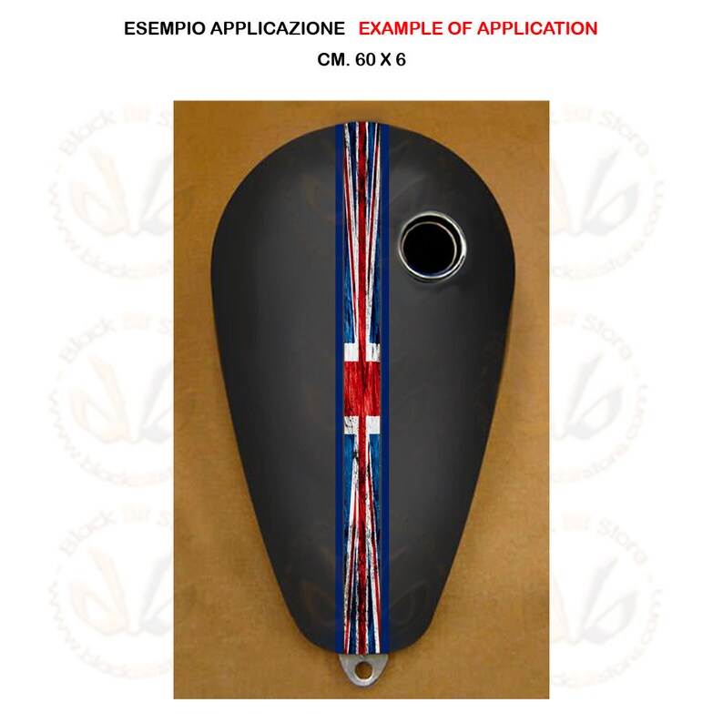 Adhésif bande réservoir moto 1 bande union jack 2 lignes bleu pvc