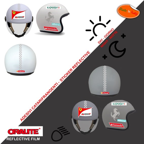 Adesivi casco catarifrangenti ferrari scontornati intorno all'immagine  sticker helmet print pvc cropped reflective 11 pz. -  Italia