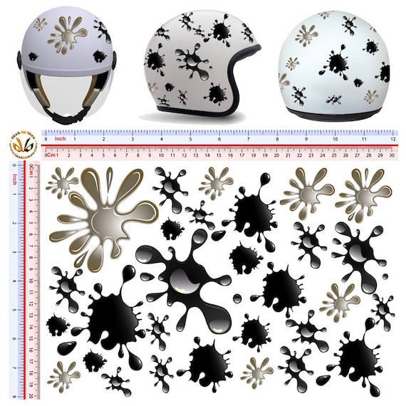 Macchie nere grige adesivi casco pvc scontornato intorno all'immagine  stains gray black sticker helmet tuning print pvc cropped 30 pz. -   Italia