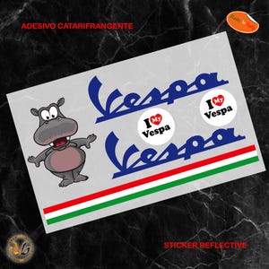 I love vespa ippopotamo ita flag hippopotamus sticker helmet print pvc cropped reflective 6 pcs.