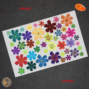 fiori vari colori adesivi casco pvc scontornato intorno all'immagine flowers multicolor sticker helmet tuning print pvc cropped 45 pz.