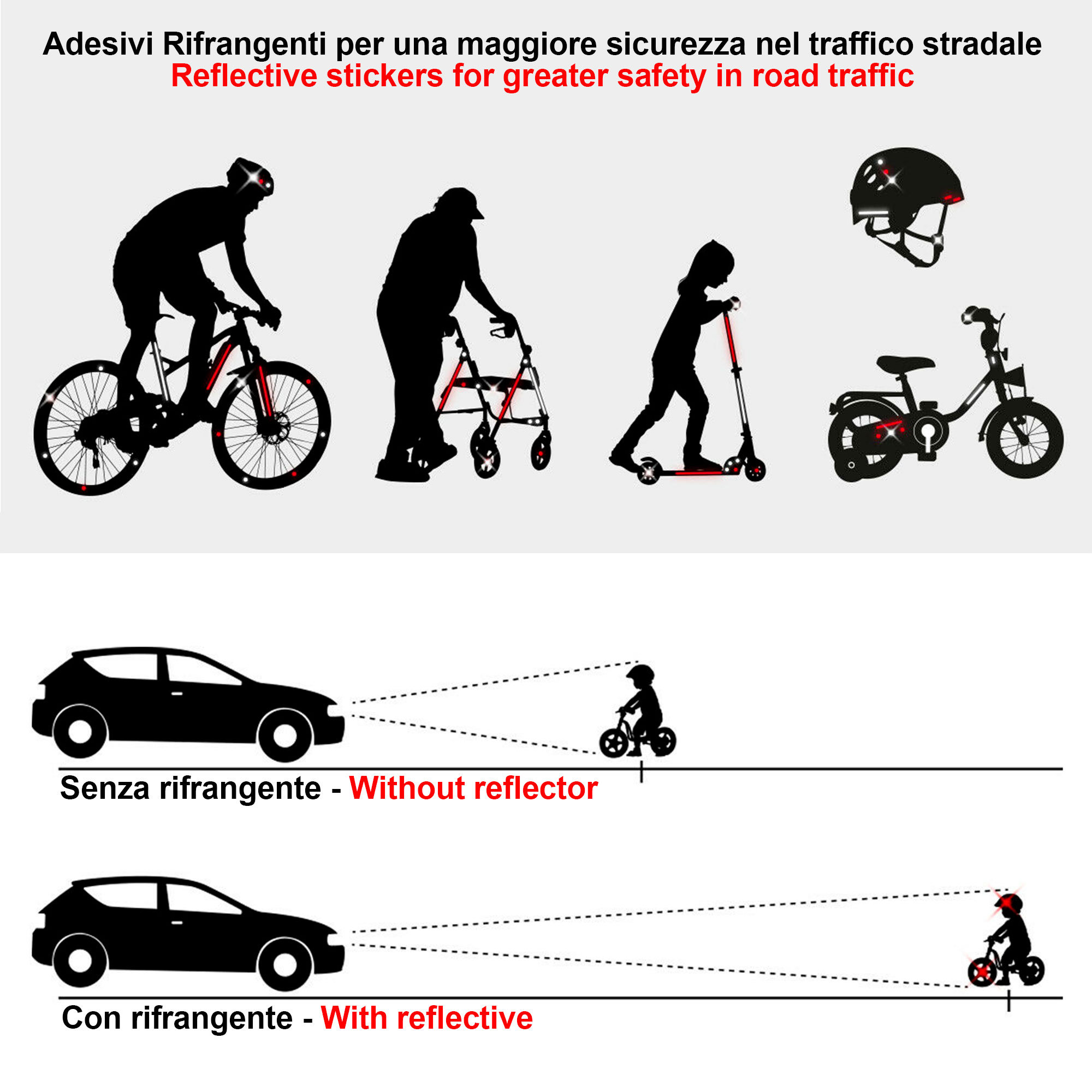 Adesivi Catarifrangenti Tsathoggua 42 Pezzi | Impermeabili Per Bici, Caschi, Auto | Visibilità Notturna - Foto 8