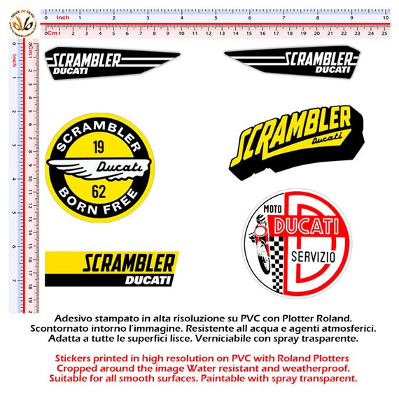 Vintage stickers Ducati scrambler service born free 1962 sticker Decal auto moto print pvc 6 pcs