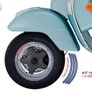 Aufkleber Felgen Wespe Motorrad Roller Martini Racing rot Rad Strip Aufkleber 1 Kit (16 Streifen + 4 kostenlos) Maße wie aus dem Bild